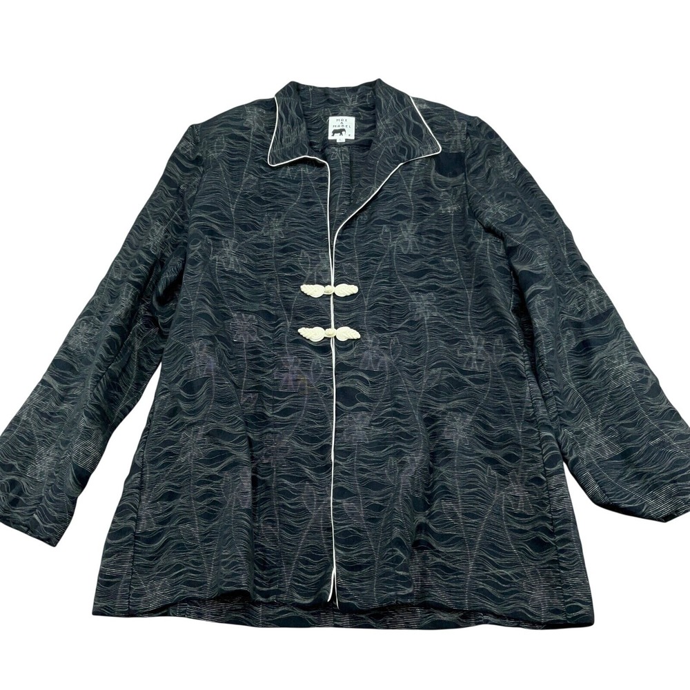 Max & Mabel Jacket Womens Large Black Floral Frog Woven